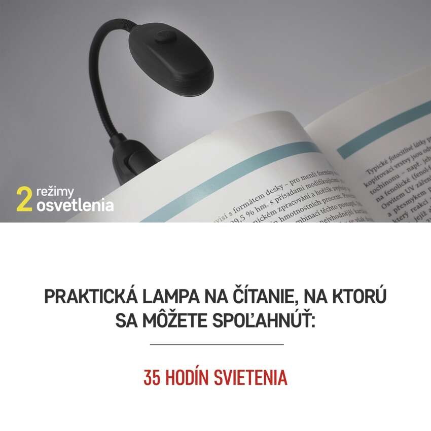 LED svietidlo na čítanie, 10 lm, 1× AAA