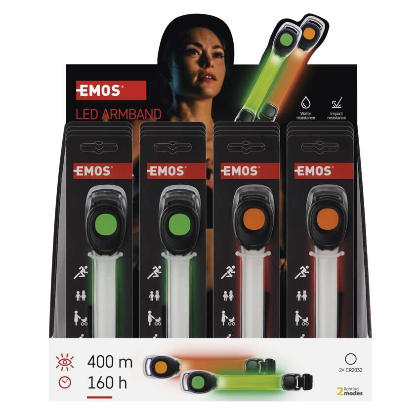 LED zapestnica, 10 lm, 2× CR2032, 16 kos, display box