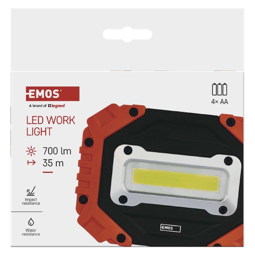 Ročna LED delovna svetilka COB LED, 700 lm, 4× AA