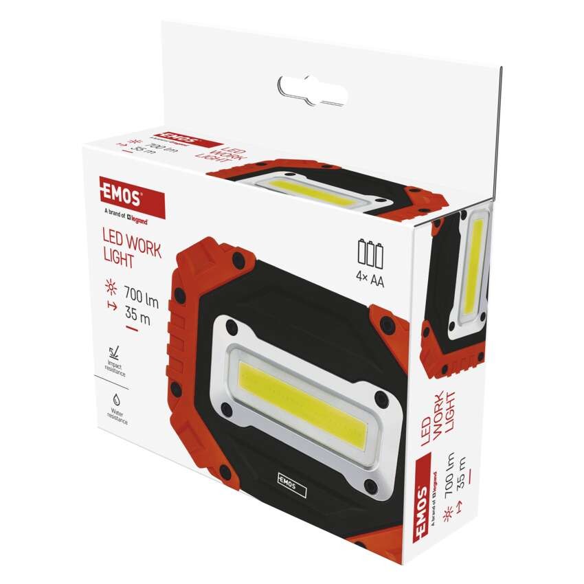 Ročna LED delovna svetilka COB LED, 700 lm, 4× AA
