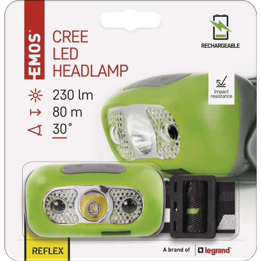 CREE LED įkraunamas galvos žibintas P3534, 230 lm, 80 m, Li-Pol 1200 mAh