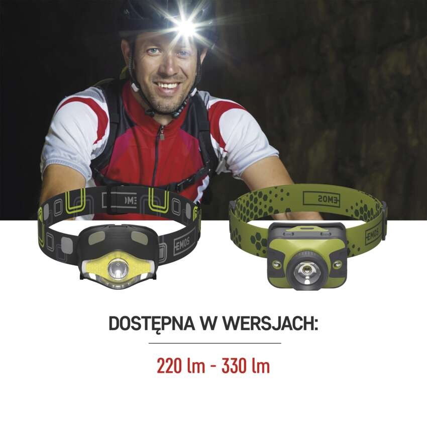 Latarka czołowa LED COB 3W + LED 3W, 220 lm, 100m 3× AAA