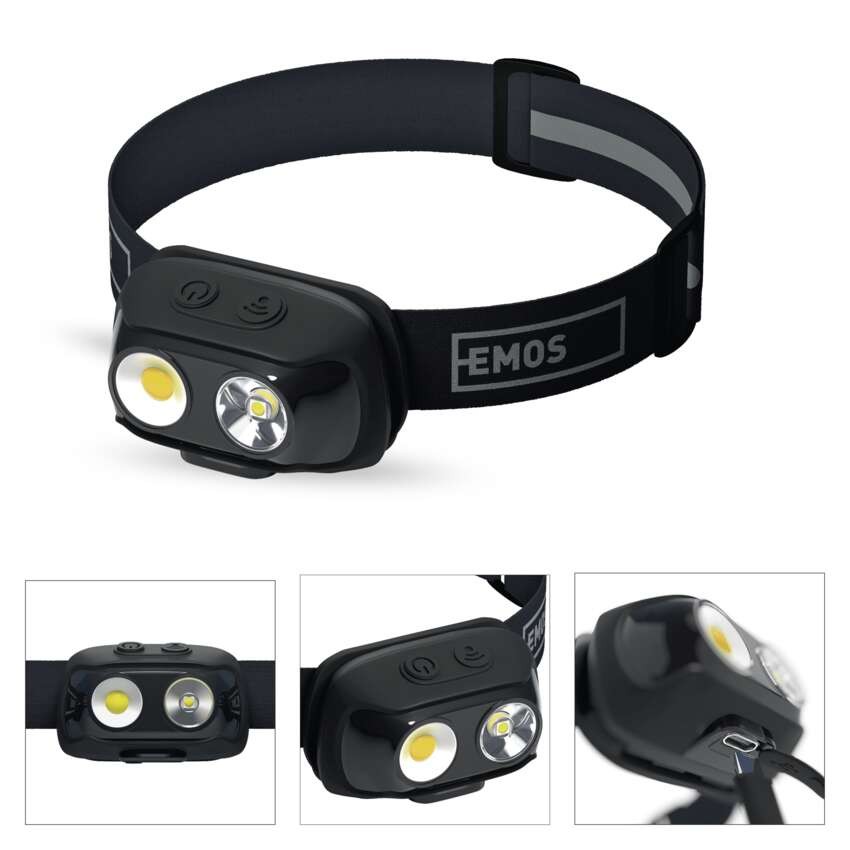 COB LED nabíjacia čelovka P3542, 500lm, 130m, Li-pol 1200mAh