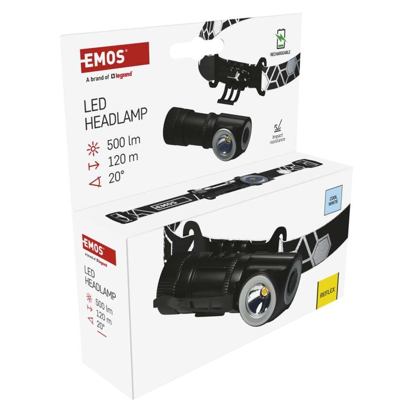 LED aufladbare Stirnlampe P3544, 500 lm, Li-Ion 800 mAh