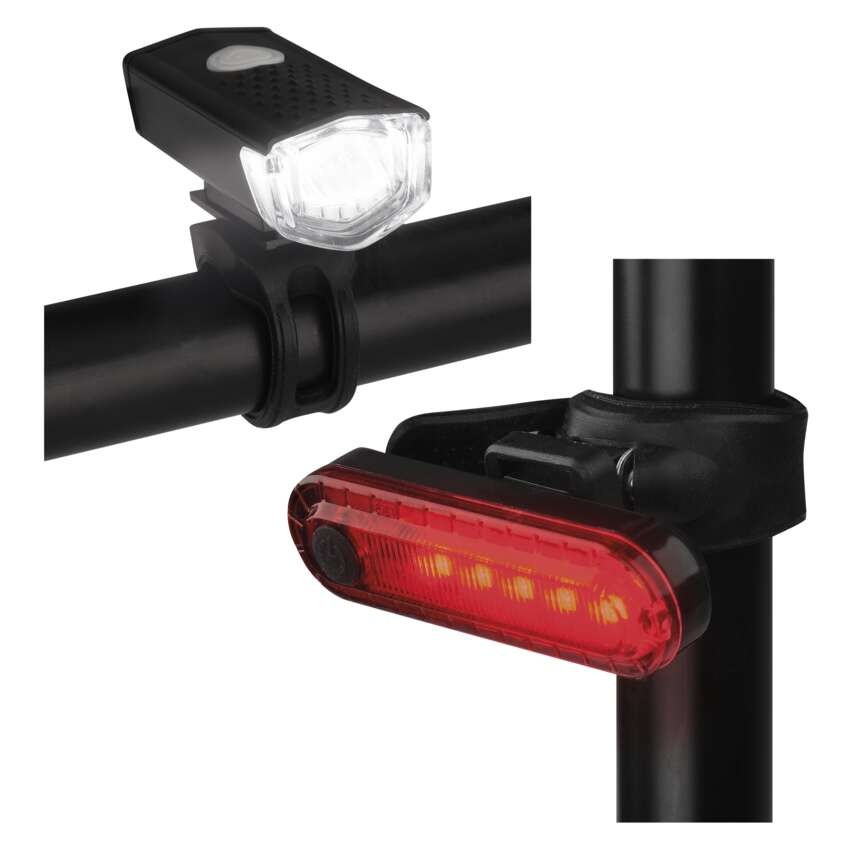 P3923 első + hátsó tölthető LED kerékpár lámpa, 90 lm