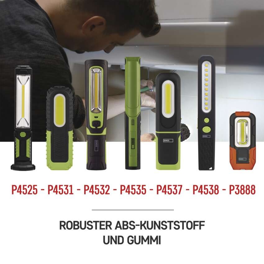 LED + COB LED aufladbare Arbeitsleuchte P4531, 400 lm, 2000 mAh