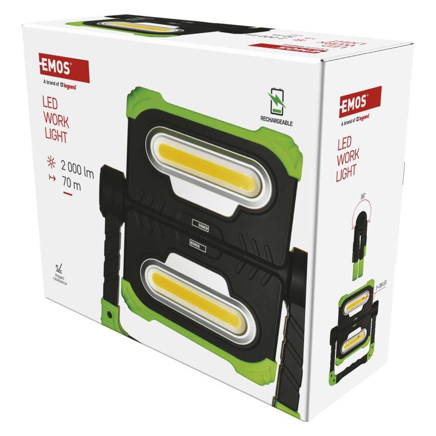 COB LED nabíjací pracovný reflektor P4536, 2000 lm, 8000 mA
