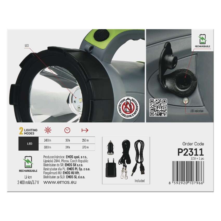 LED nabíjecí svítilna P2311, 300 lm, 2400 mAh