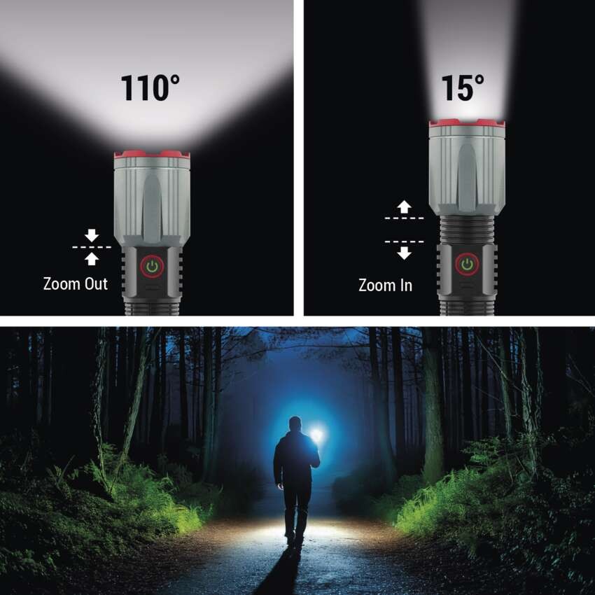 LED Aufladbare Metall-Taschenlampe 3000 lm, 5000 mAh