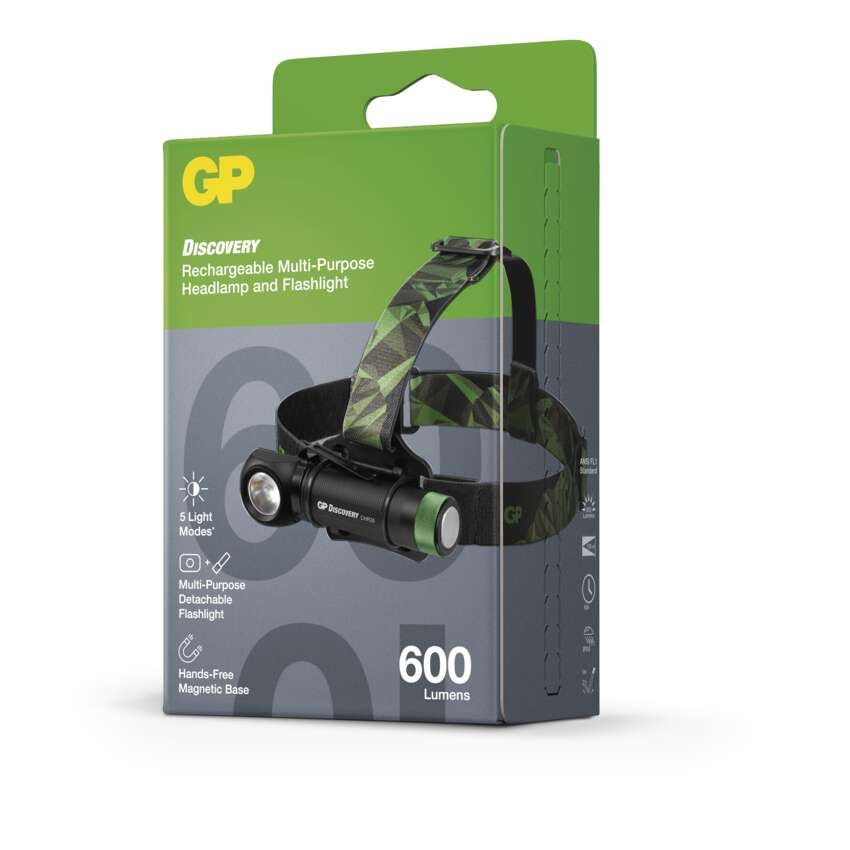 LED nabíjacia čelovka GP Discovery CHR35, 600 lm
