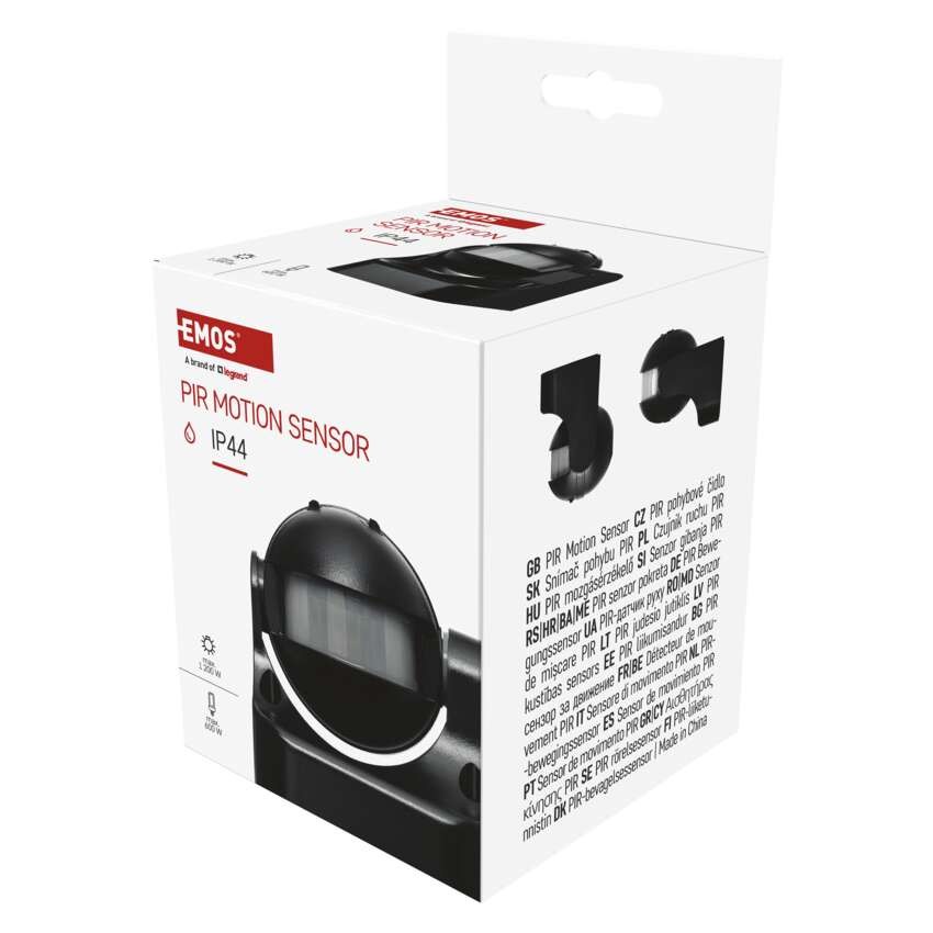 Bewegungsmelder (PIR-Sensor) IP44 1200W Schwarz