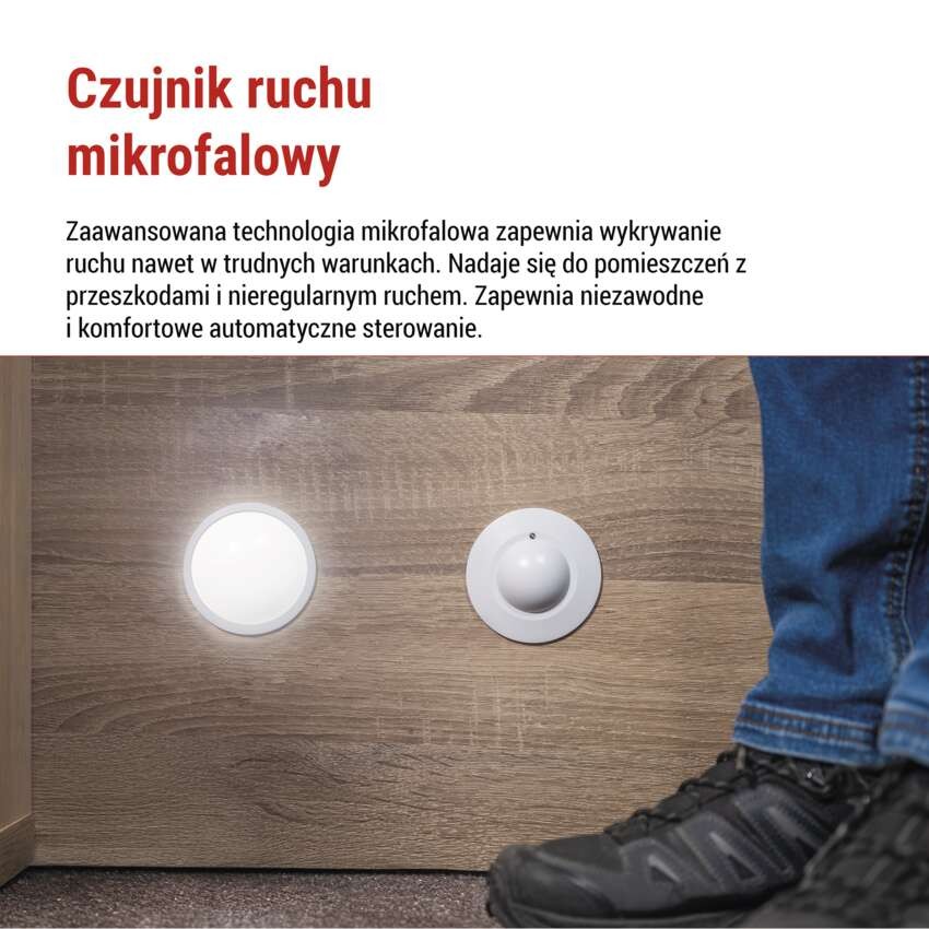Czujnik mikrofalowy (czujnik ruchu) IP20 1200 W, biały