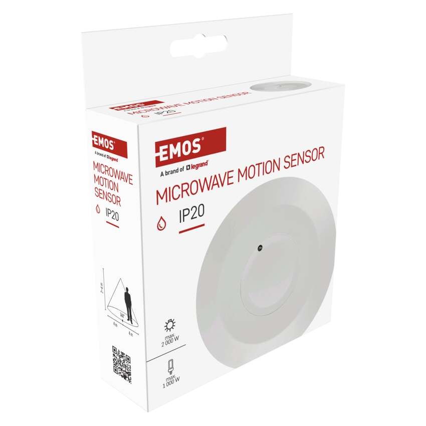 Mikrovlnný senzor (pohybové čidlo) IP20 2000W, bílý