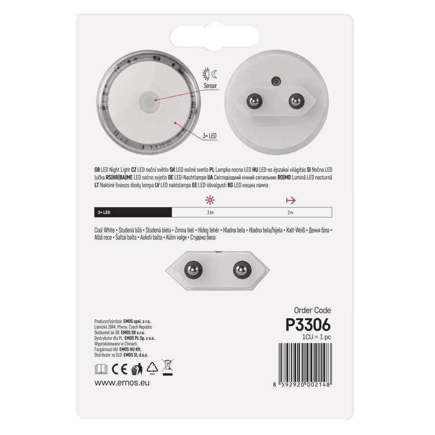 LED noční světlo P3306 s fotosenzorem do zásuvky