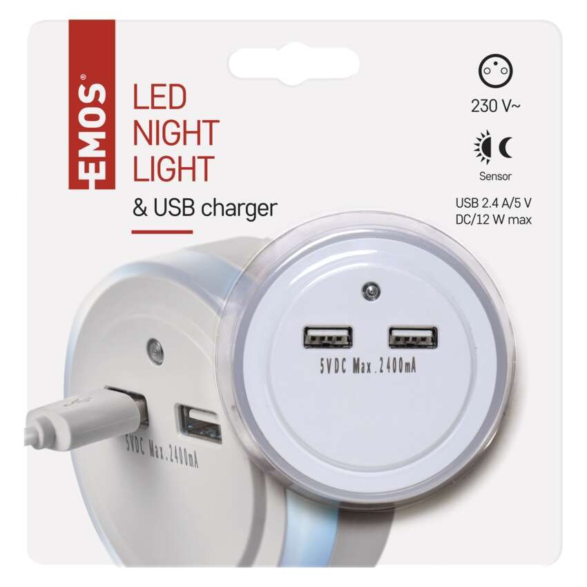 EMOS LED éjjeli fény + 2x USB
