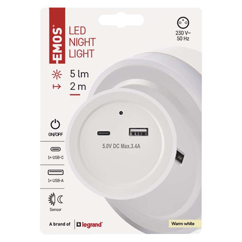 Nočna lučka 3 LED 230V s fotosenzorjem