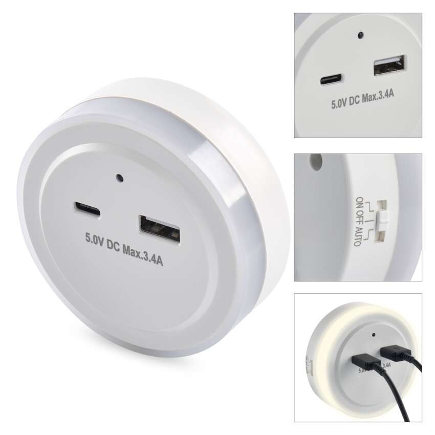 Nočna lučka 3 LED 230V s fotosenzorjem