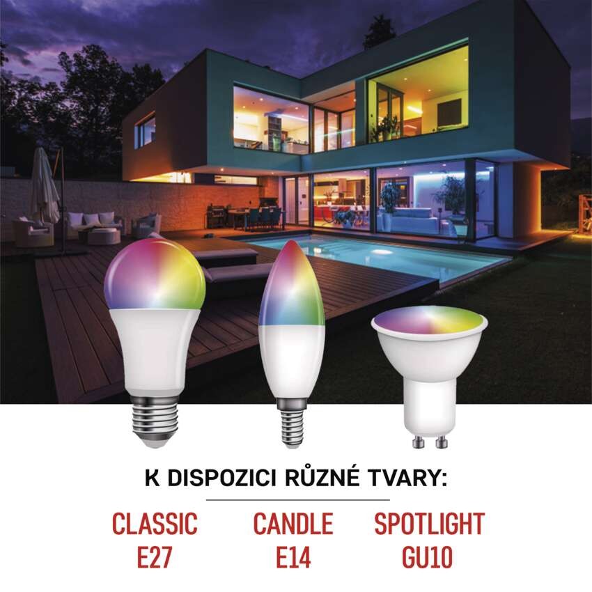 Chytrá LED žárovka GoSmart MR16 / GU10 / 4,8 W (35 W) / 400 lm / RGB / stmívatelná / WiFi