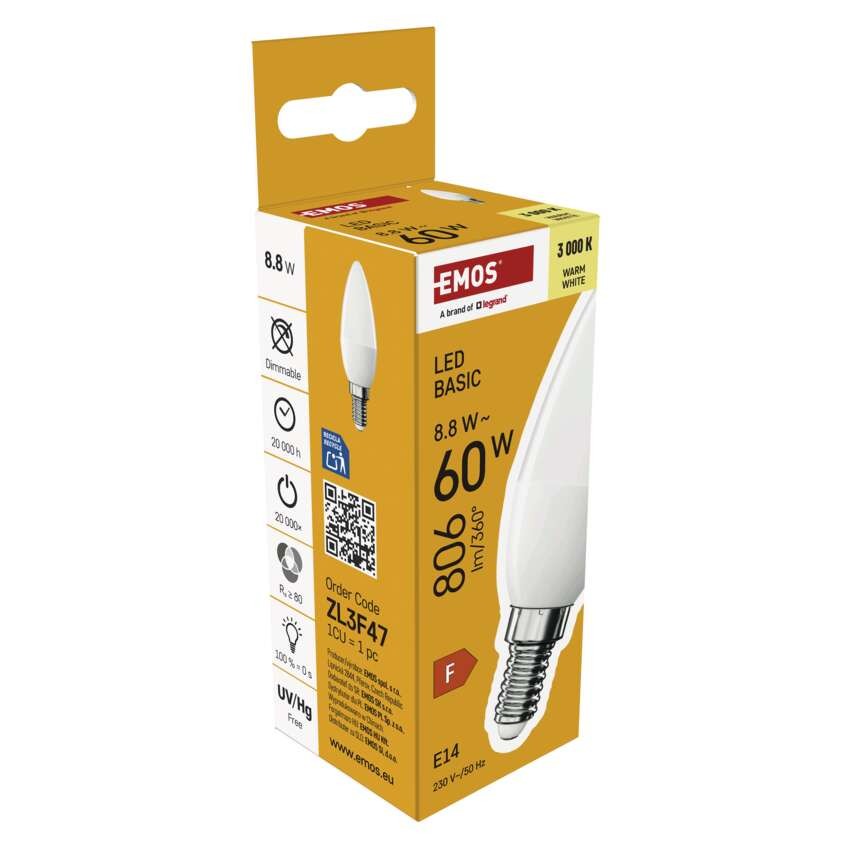 LED lemputė Basic Candle E14 / 8,8 W (60 W) / 806 lm / Šilta balta