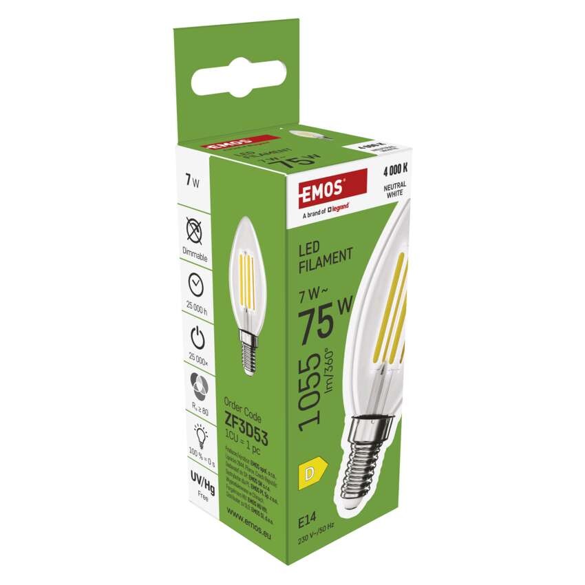 LED Lampe Filament Candle / E14 / 7 W (75 W) / 1055 lm / Neutralweiß