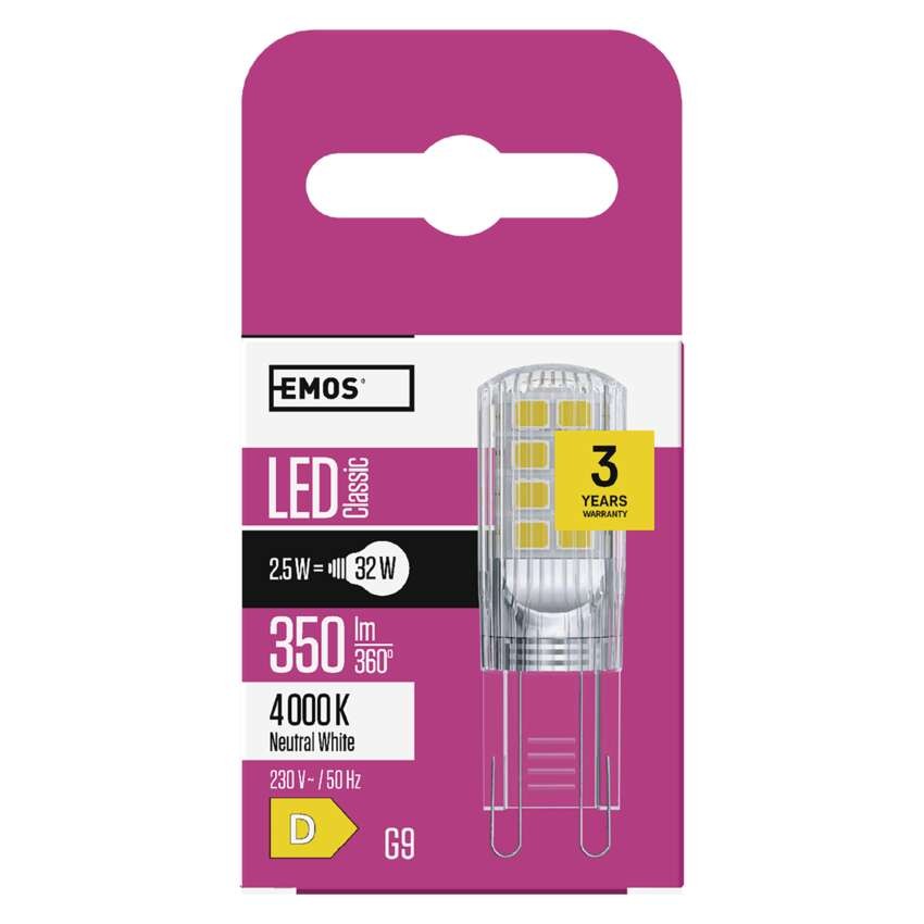 LED žárovka Classic JC / G9 / 2,5 W (32 W) / 350 lm / neutrální bílá