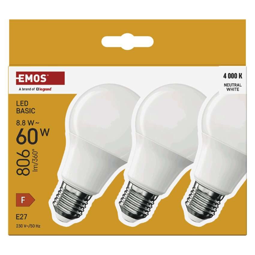 LED žárovka Basic A60 / E27 / 8,8 W (60 W) / 806 lm / neutrální bílá