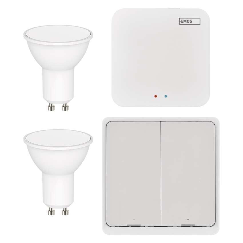 Set GoSmart: 2x LED Lampe GU10 / 4,8W /RGB/ Zigbee,  1x Szenenschalter, 1x ZigBee Gateway