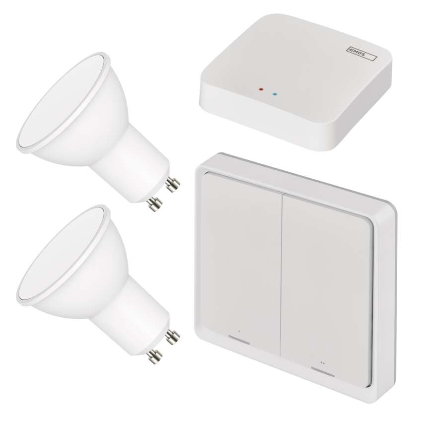 Set GoSmart: 2x LED Lampe GU10 / 4,8W /RGB/ Zigbee,  1x Szenenschalter, 1x ZigBee Gateway