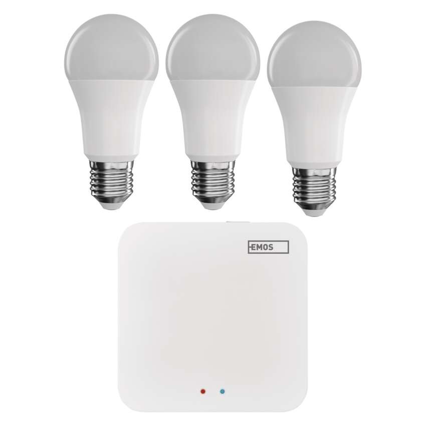 Sada GoSmart: 3x LED žárovka E27 / 11W / RGB / Zigbee,  1x ZigBee brána
