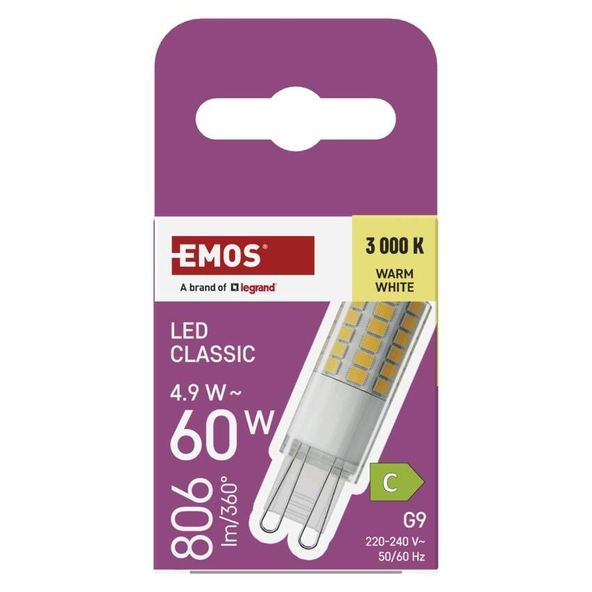LED žárovka Classic JC / G9 / 4,9 W (60 W) / 806 lm / teplá bílá