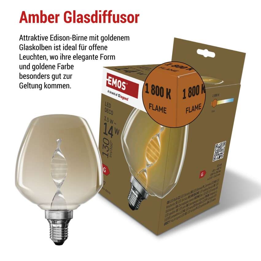 LED Lampe DECO S123 / E27 / 3,5 W (14 W) / 130 lm / flame