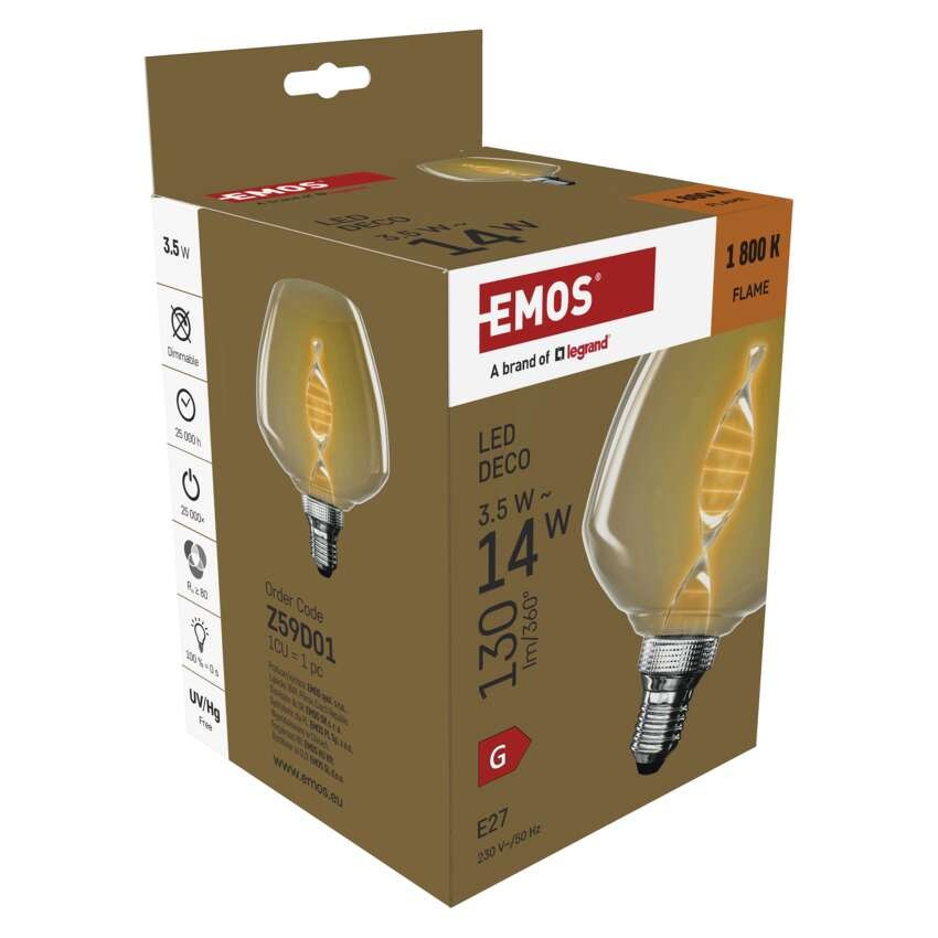 LED lemputė DECO S123 / E27 / 3,5 W (14 W) / 130 lm / flame