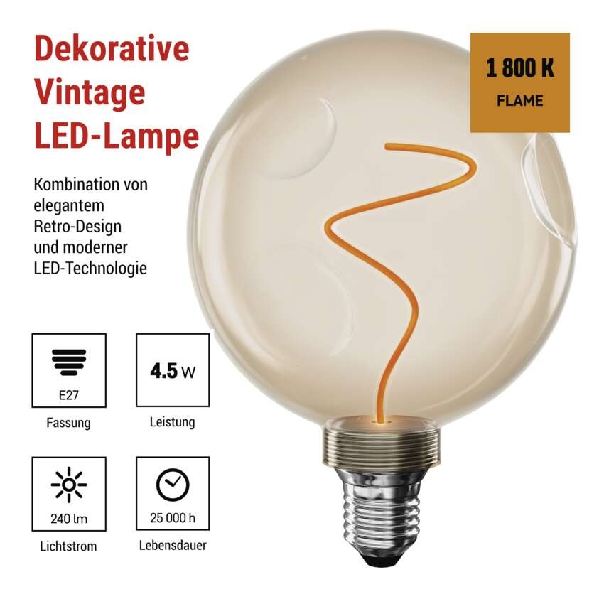 LED Lampe DECO CG125A / E27 / 4,5 W (24 W) / 240 lm / flame