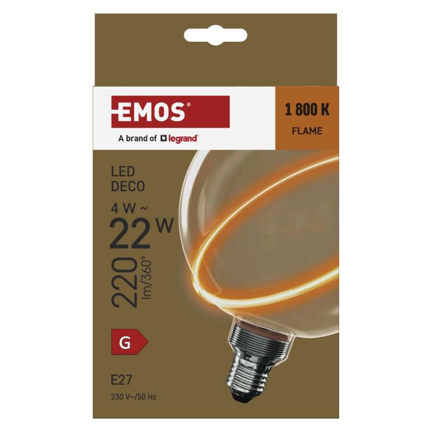 LED žárovka DECO G130SRA / E27 / 4 W (22 W) / 220 lm / flame