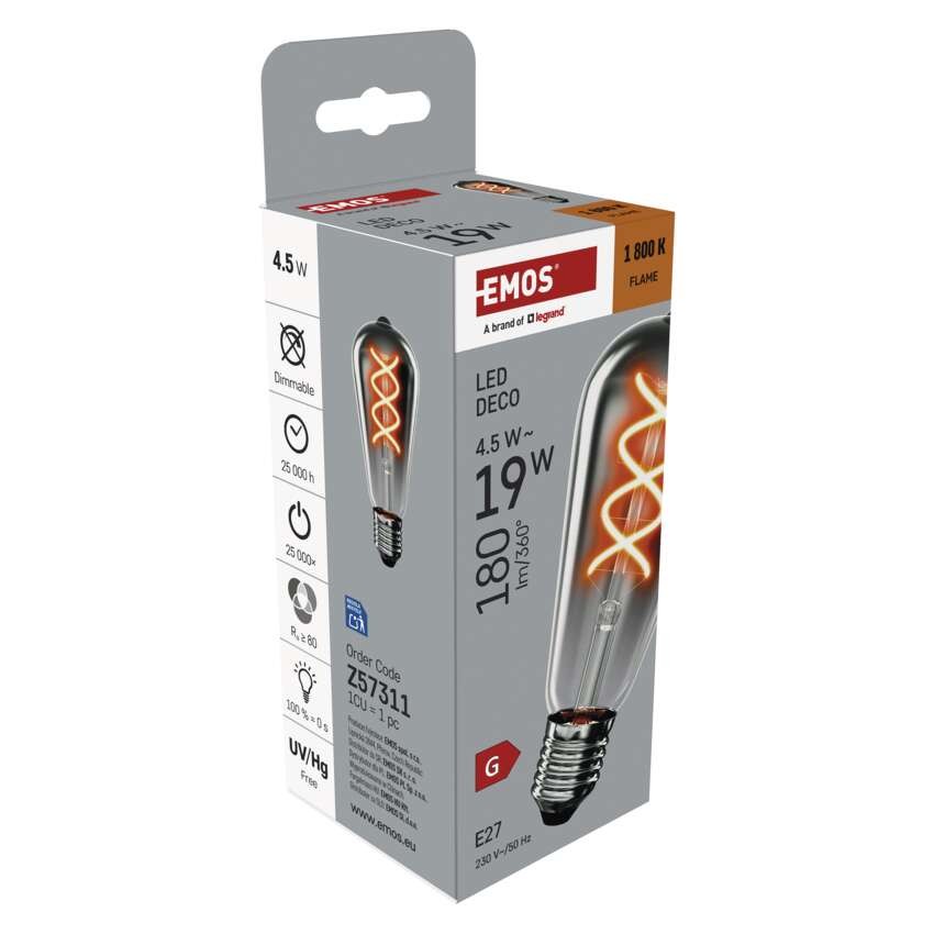 LED žárovka DECO SMOKED ST64 / E27 / 4,5 W (19 W) / 180 lm / flame