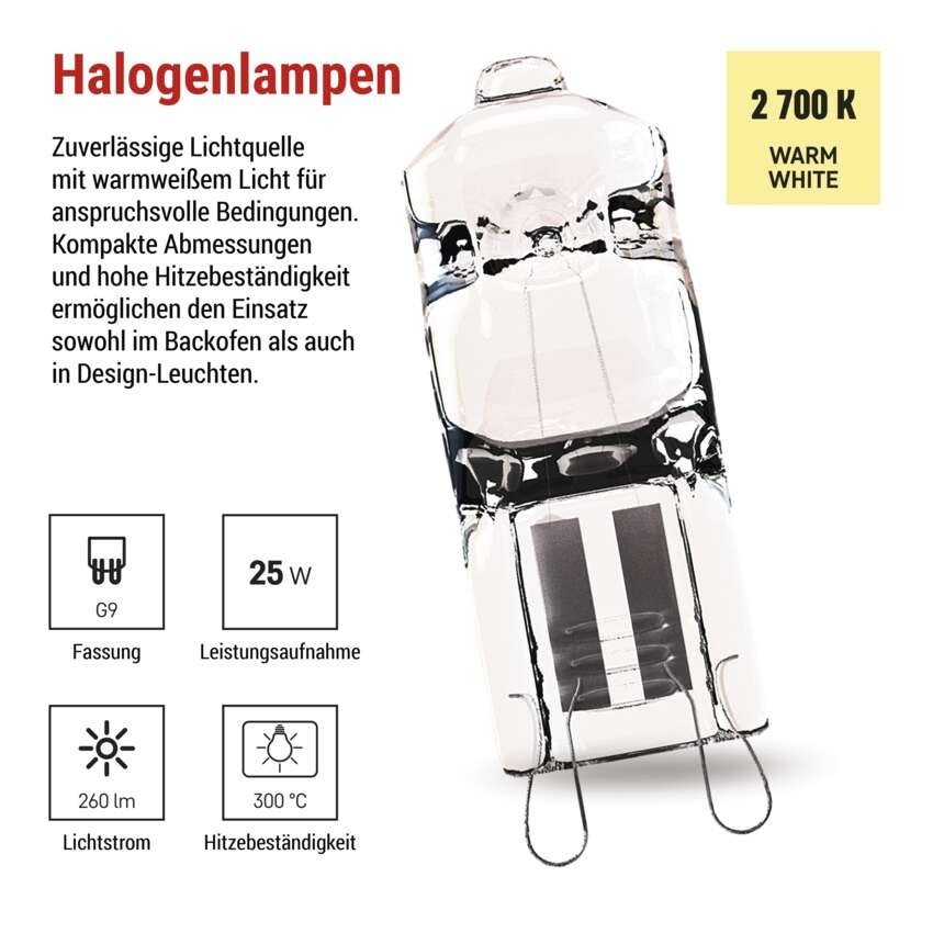 Halogenlampe JC 25W G9 warmweiss