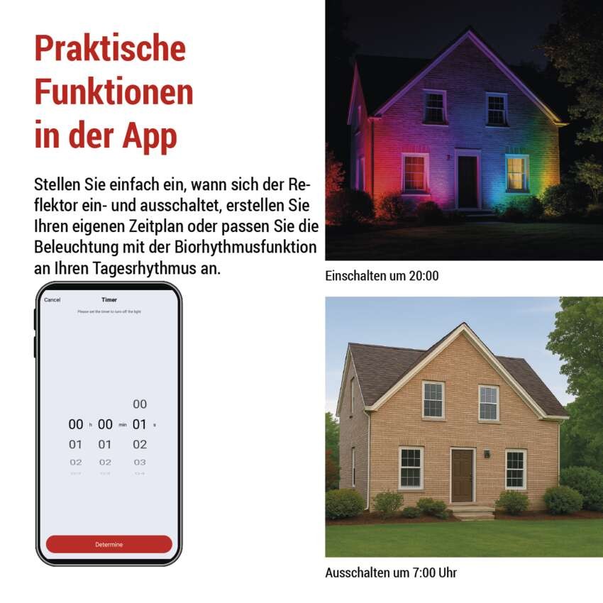 GOSMART LED Strahler 20W, 1720lm, RGB+CCT,IP65