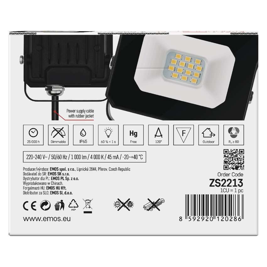 LED reflektor SIMPO 10 W, černý, neutrální bílá