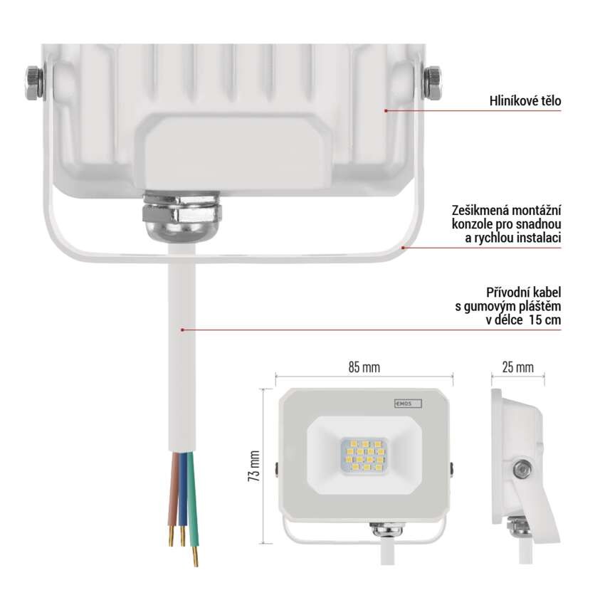 LED reflektor SIMPO 10 W, bílý, neutrální bílá