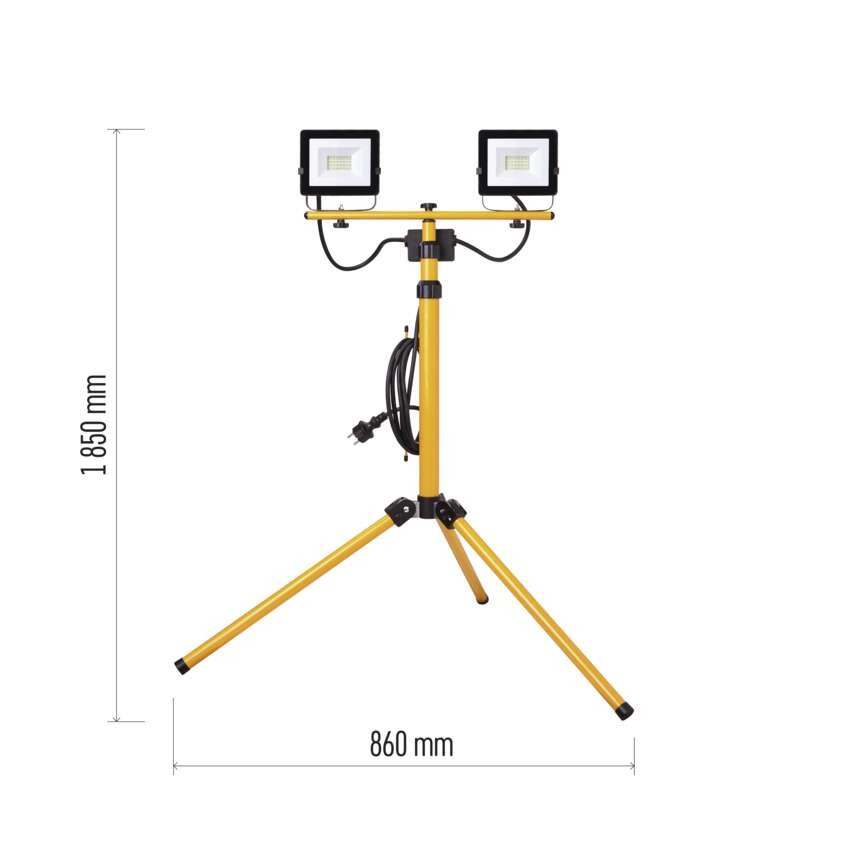 LED reflektor HOBBY SLIM 2x 20,5W + trojnožka, černý/žlutý, neutrální bílá