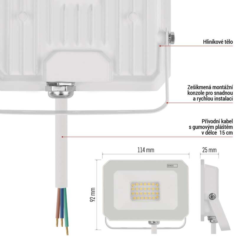 LED reflektor SIMPO 20W, bílý, IP65, 2000 lm, neutrální bílá