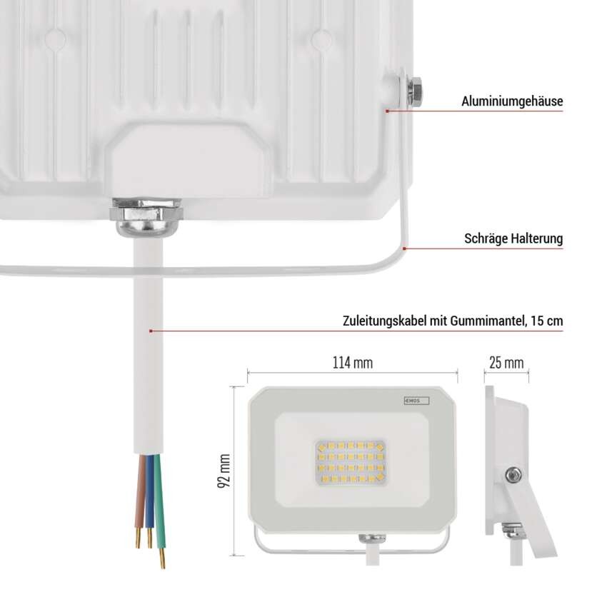 LED reflektor SIMPO 20W, weiß, IP65, 2000 lm, neutralweiß