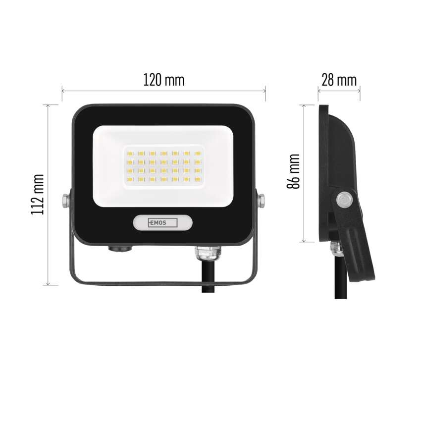 LED reflektor GLARO 20W, černý, IP65, 2000 lm, neutrální bílá