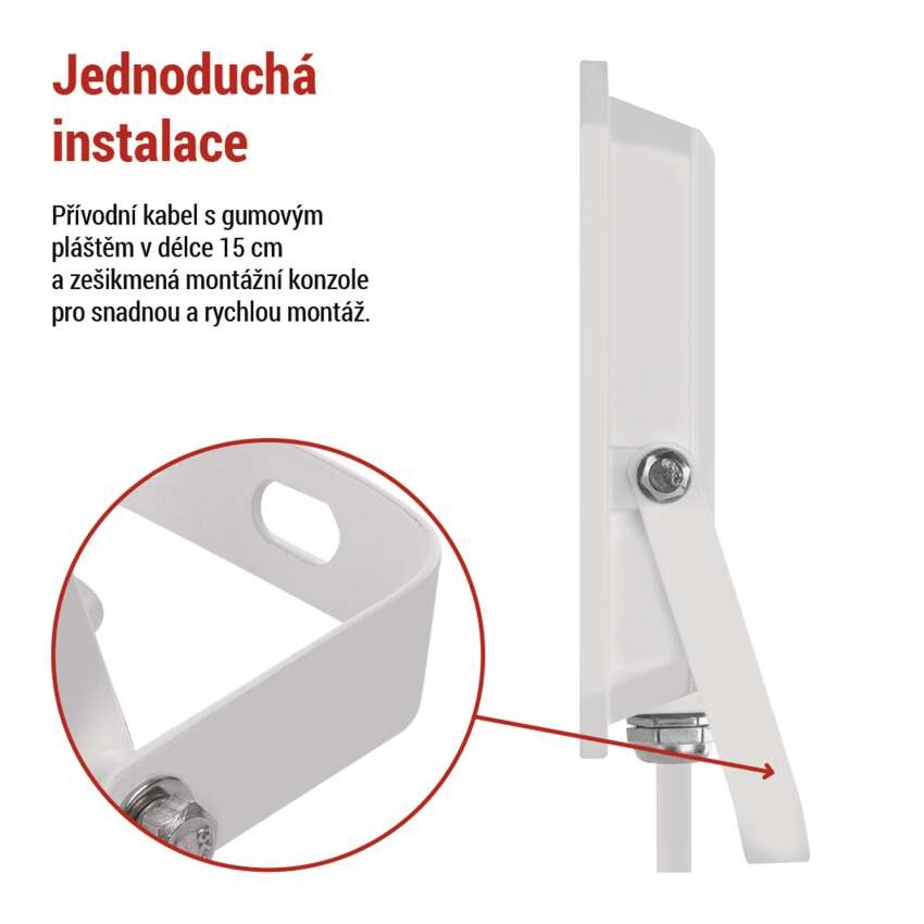 LED reflektor SIMPO 50W, bílý, IP65, 5000 lm, neutrální bílá