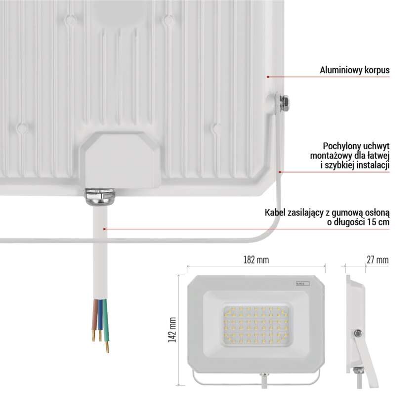 Naświetlacz LED SIMPO 50W, biały, neutralna biel