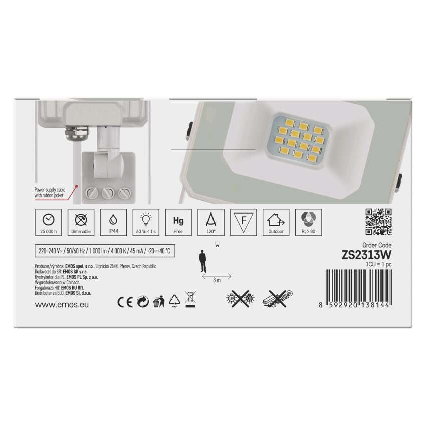 LED reflektor SIMPO, 10W, PIR, neutrální bílá