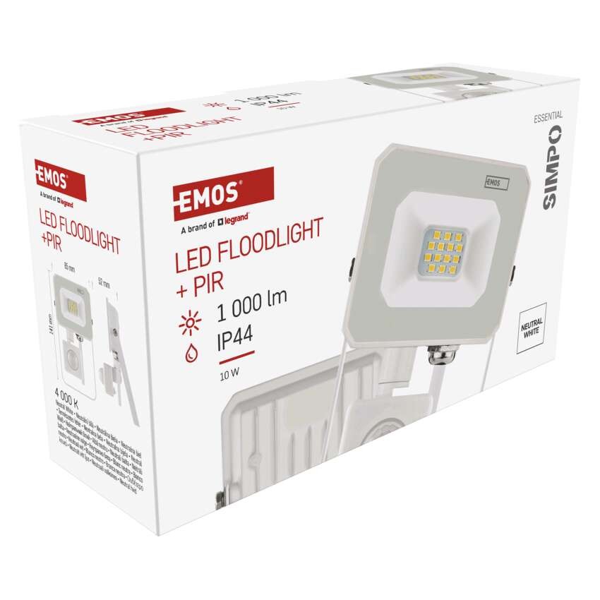 LED reflektor SIMPO, 10W, PIR, neutrální bílá