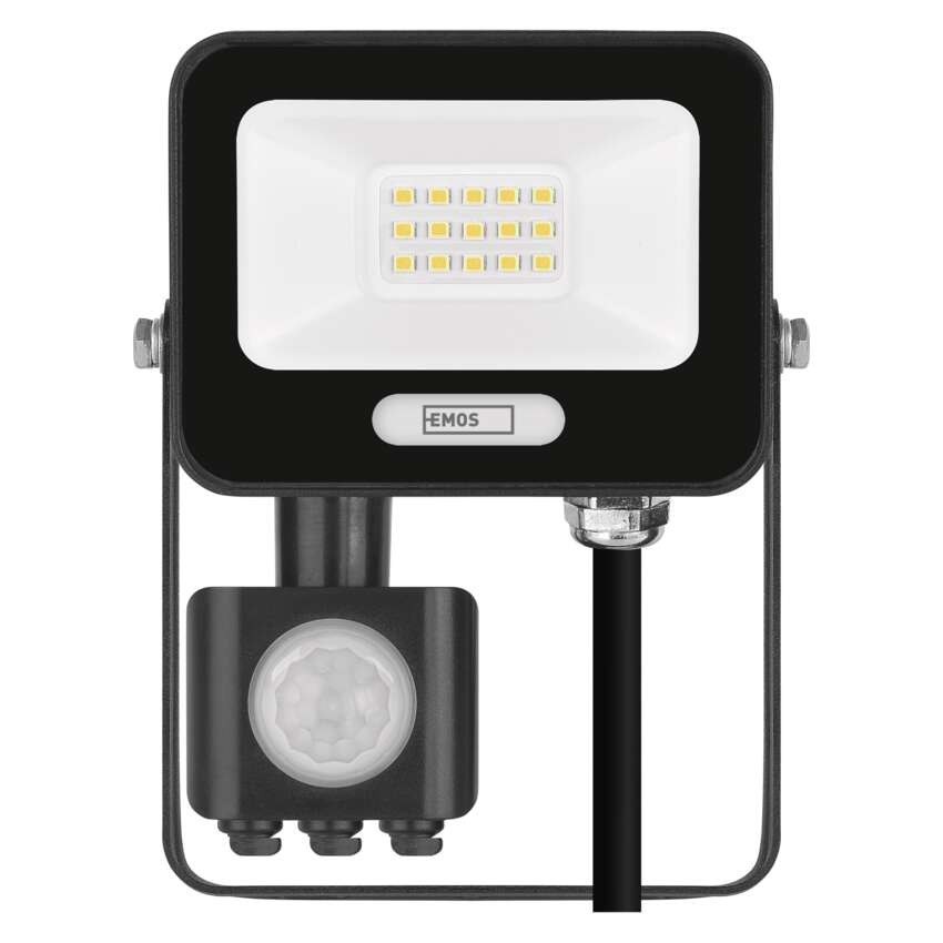 LED reflektor GLARO s pohybovým čidlem, 10 W, černý, IP54, 1000 lm, neutrální bílá