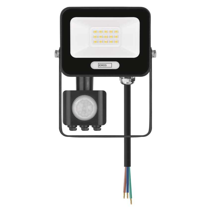 LED reflektor GLARO s pohybovým čidlem, 10 W, černý, IP54, 1000 lm, neutrální bílá