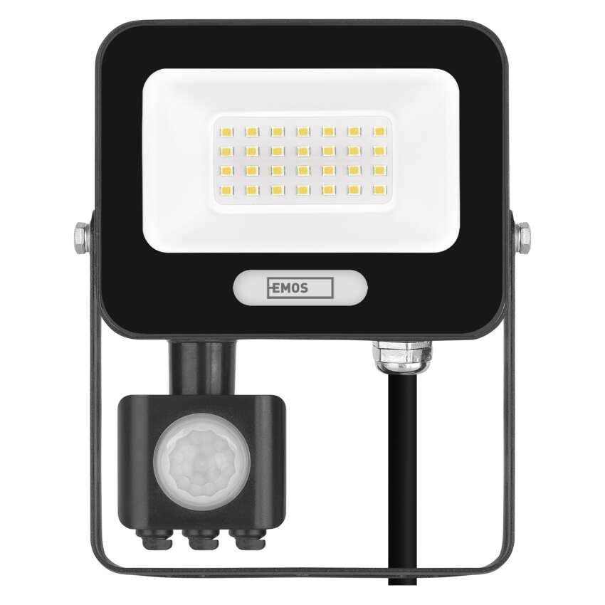 LED reflektor GLARO s pohybovým čidlem, 20 W, černý, IP54, 2000 lm, neutrální bílá